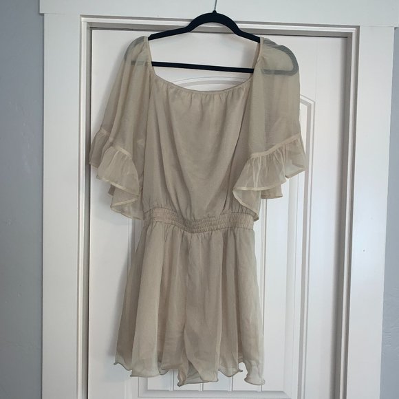 Definitely Demure Off The Shoulder Chiffon Romper - Picture 2 of 3